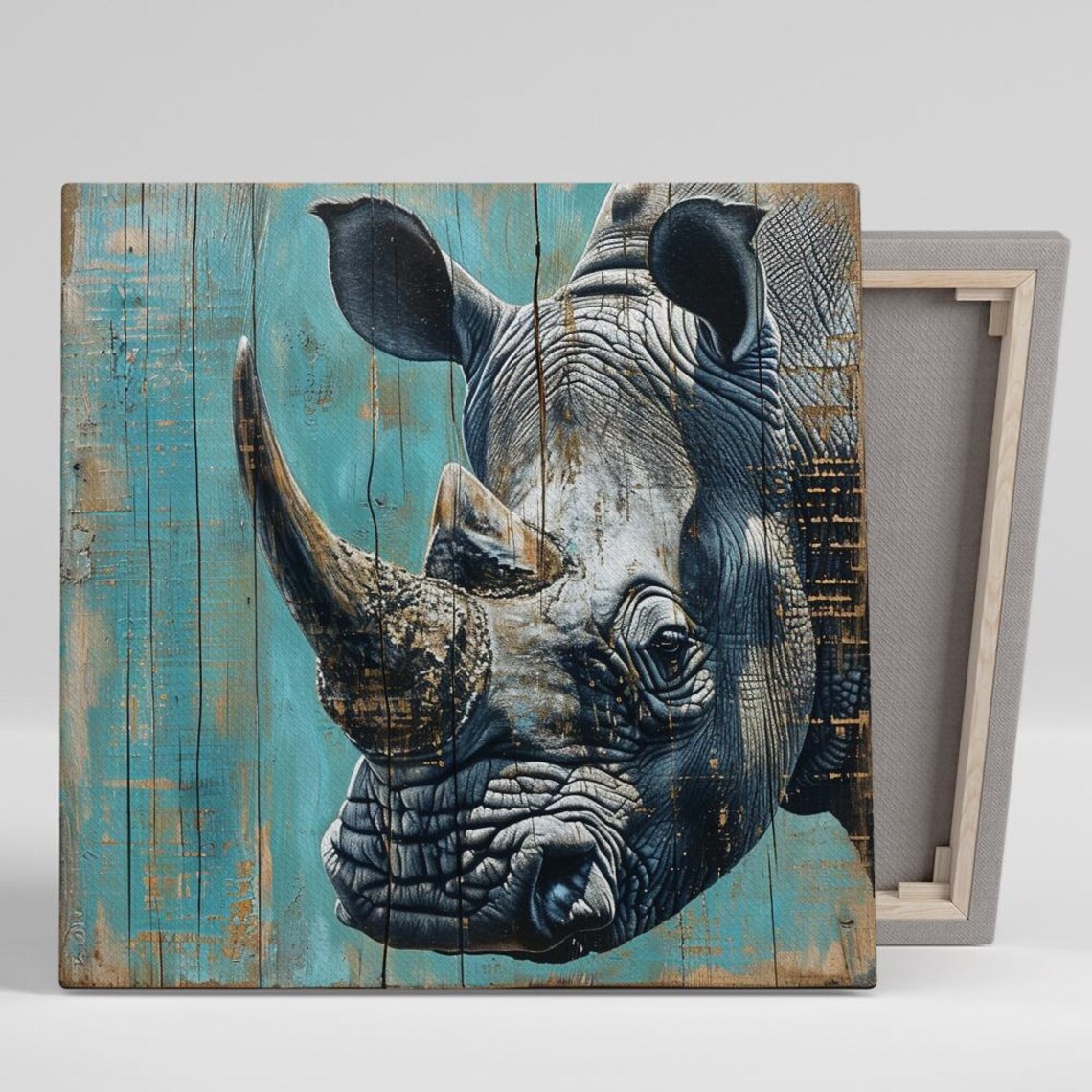 Rhino Wisdom Rustic Modern Wildlife Art Print