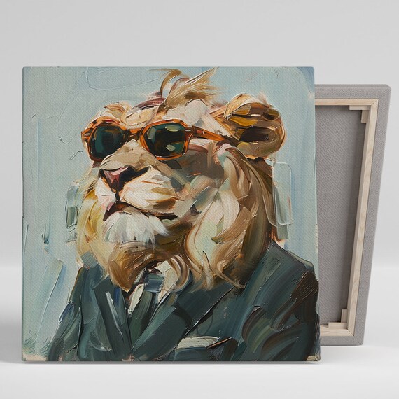 Dapper Lion Vision Sunglasses Suit Impressionist Boss Gentleman Wall Poster