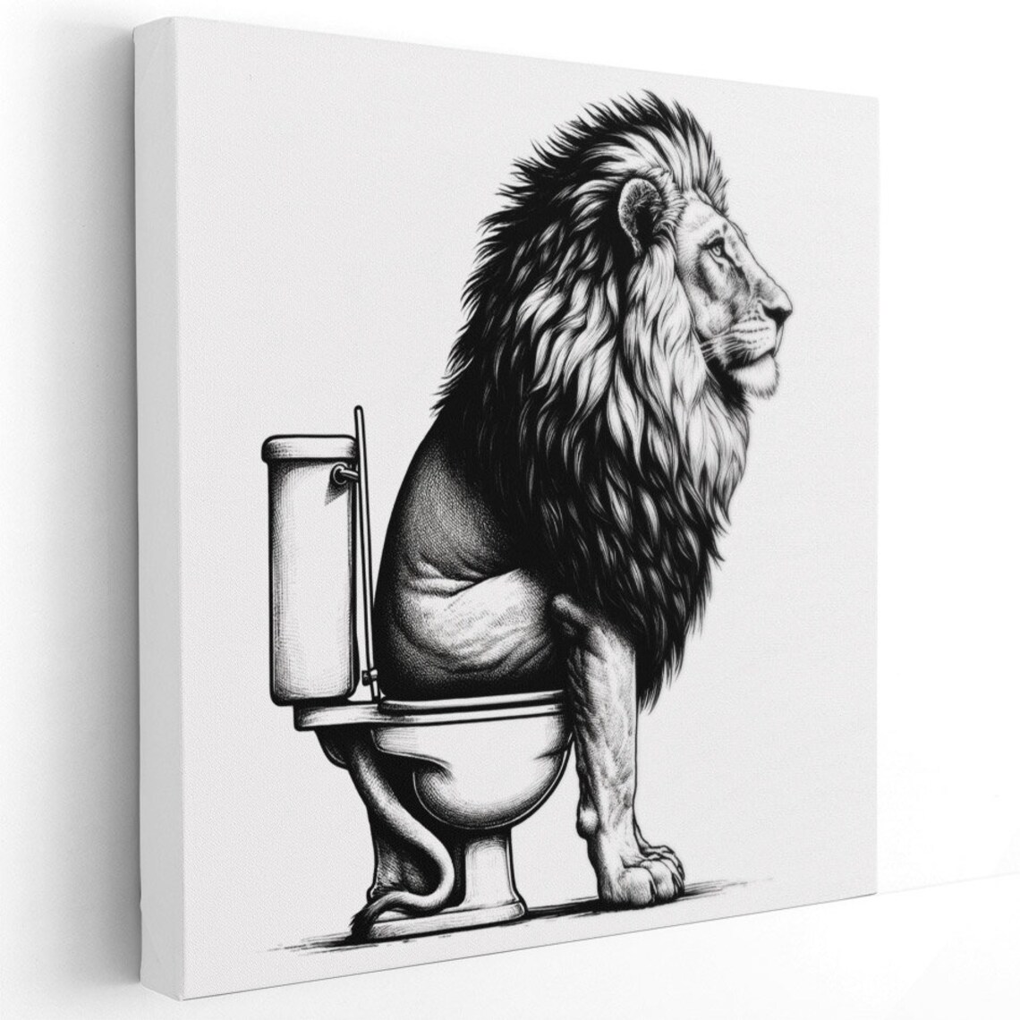 Lion Profile Black White Engraving Majestic Mane Wildlife Animal Wall Art Poster - Image 2