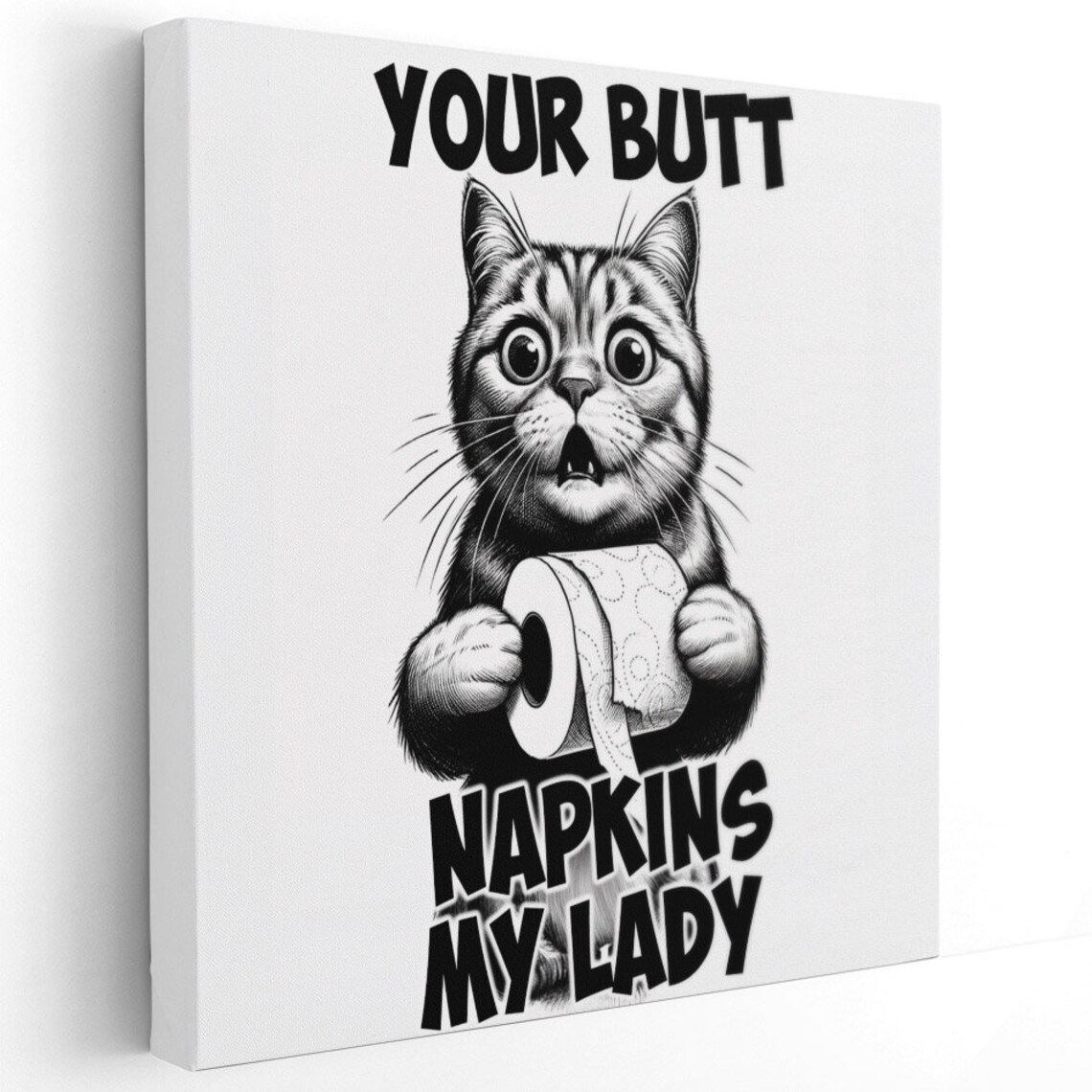 Funny Cat With Toilet Paper Bathroom Art Print - Image 3