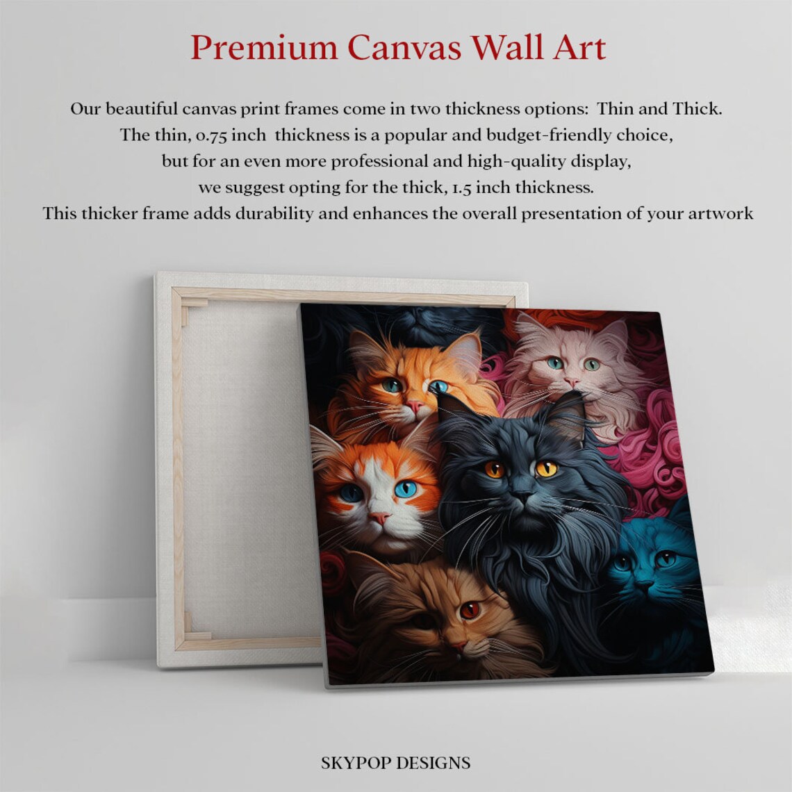 Cats Minimalist Wall Art Print, Contemporary Decor - Image 2