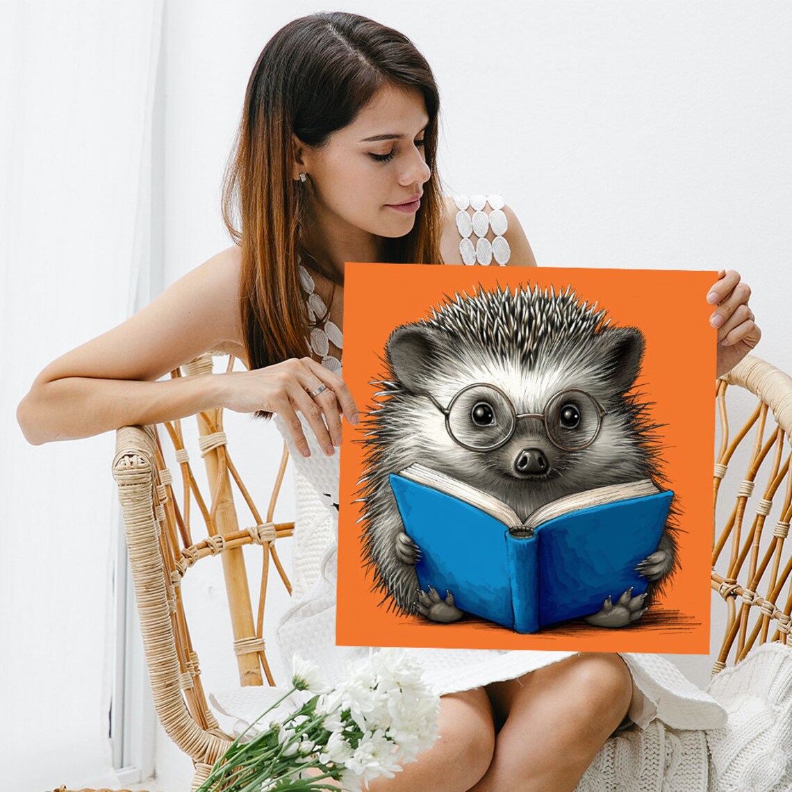 Studious Hedgehog Whimsical Animal Wall Art Print - Image 3
