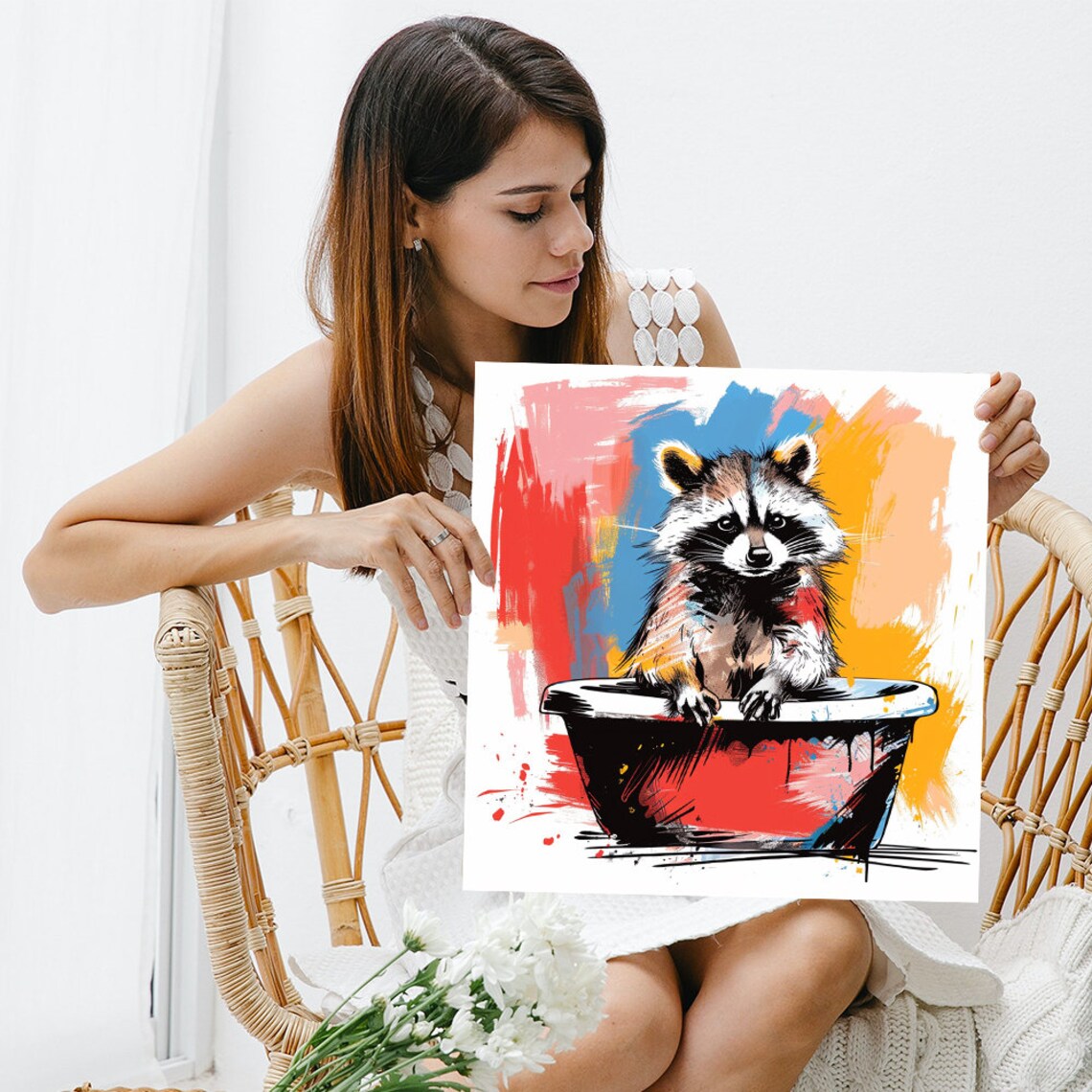 Raccoon Curiosity Whimsical Animal Art Print, Living Room - Image 3