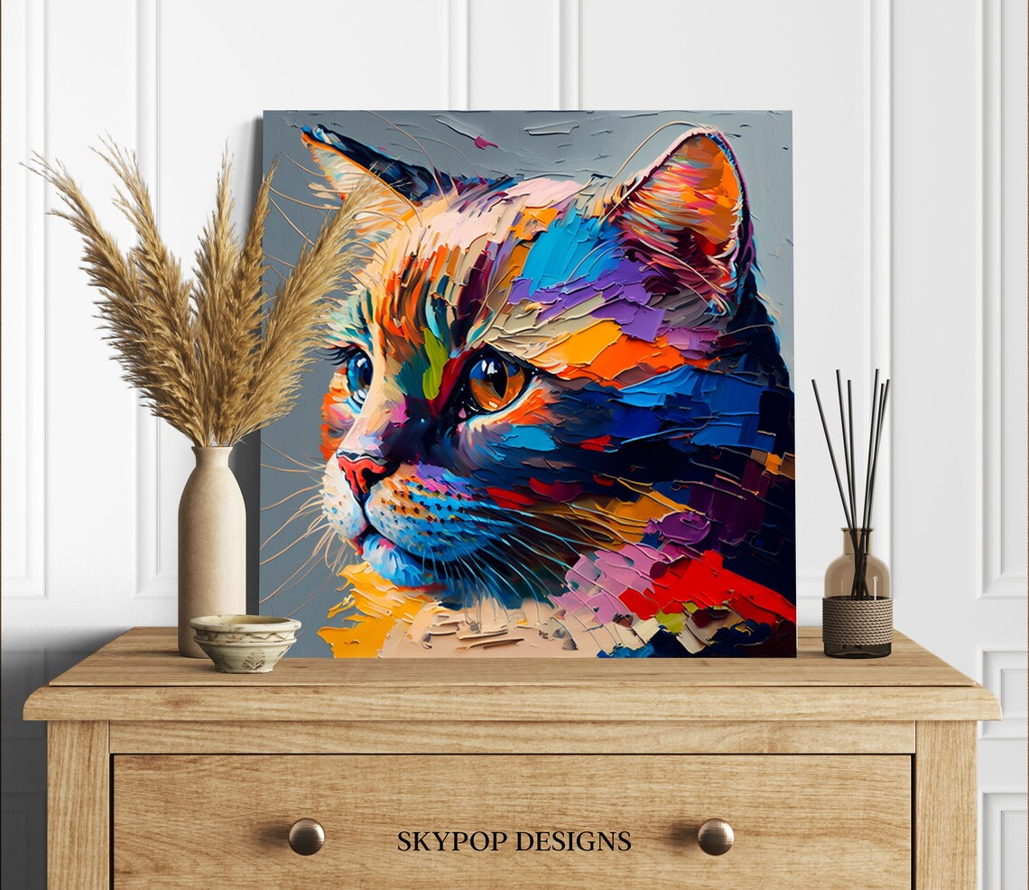 Colourful Cat Watercolor Art Print, Nursery Decor - Image 3