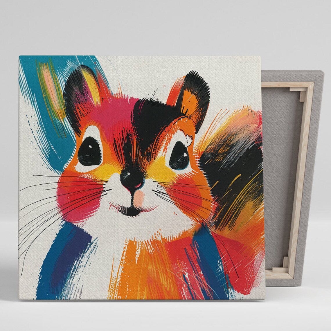 Fox Splash Art Poster, Whimsical Animal Decor