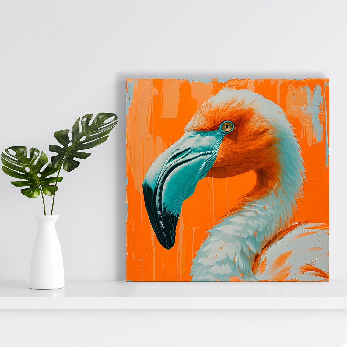 Flamingo Portrait, Contemporary Minimalist Art Print - Image 2
