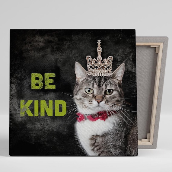 Whimsical Cat Regal Kindness Art Print, Modern Decor