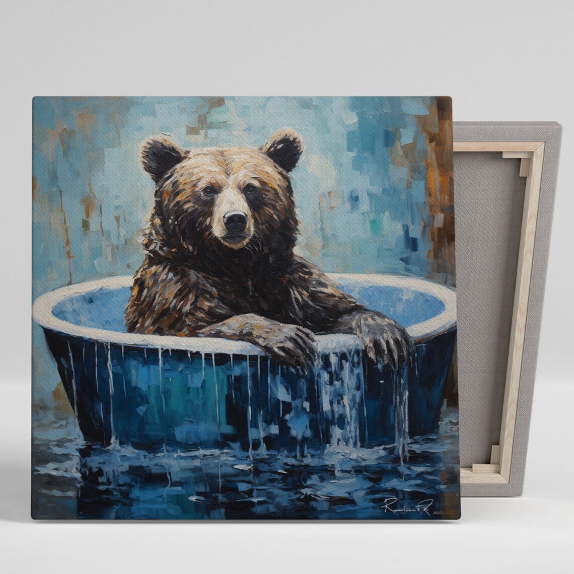 Grizzly Bear in Bathtub Nursery Wall Art Print