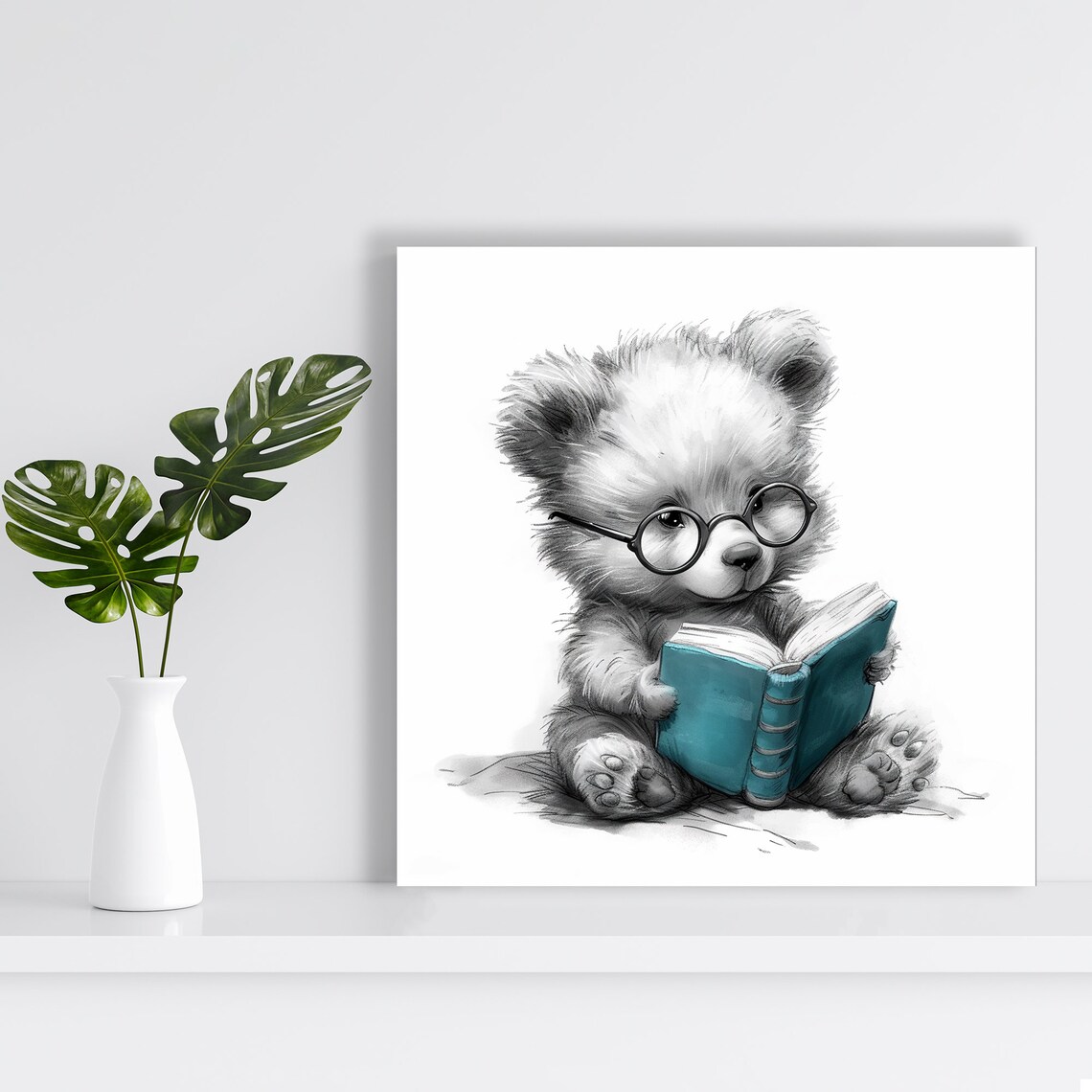 Scholarly Bear Art Print, Whimsical Modern Decor - Image 2