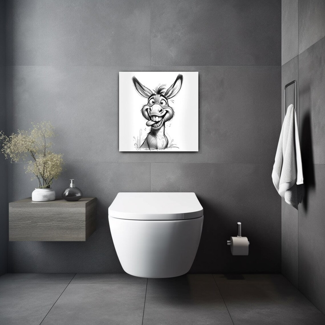 Funny Donkey Bathroom Wall Art Decor Poster Print - Image 3