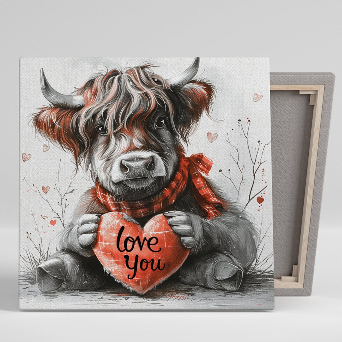 Highland Cow Valentine Poster Print, Rustic Farmhouse