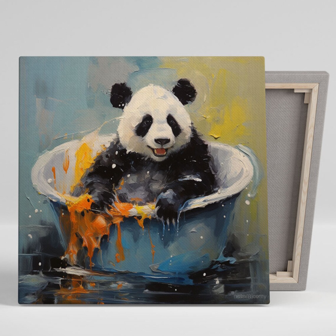 Panda In Bathroom, Animal Bathroom Wall Art Print