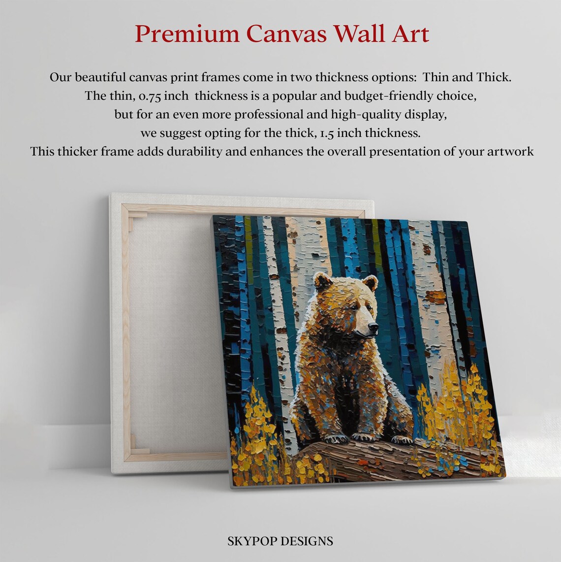 Birch Tree With Bear Wall Art Print, Contemporary Decor - Image 2