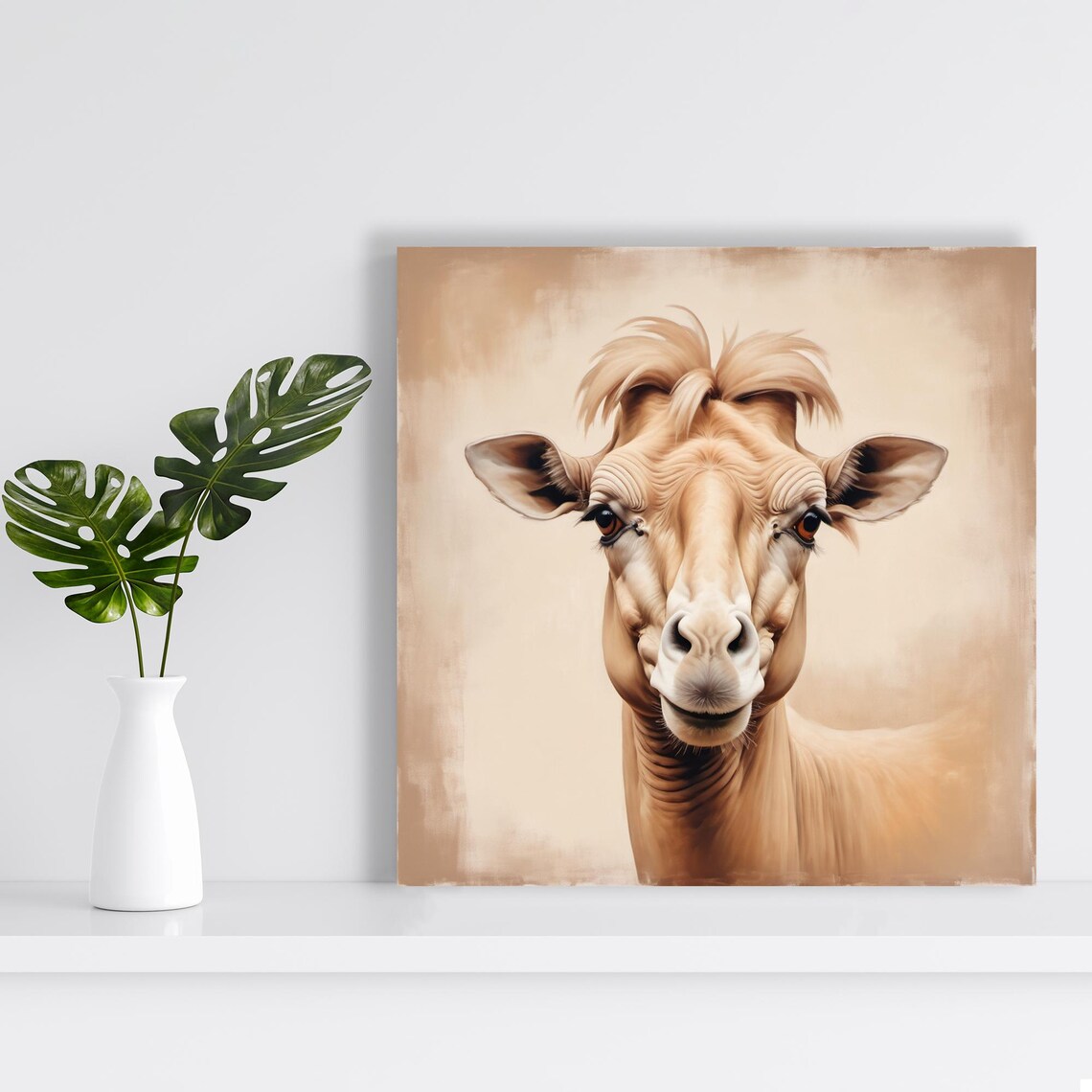 Smiling Cow Fringe Hairstyle Sweet Beige Rustic Farmhouse Art Poster - Image 2