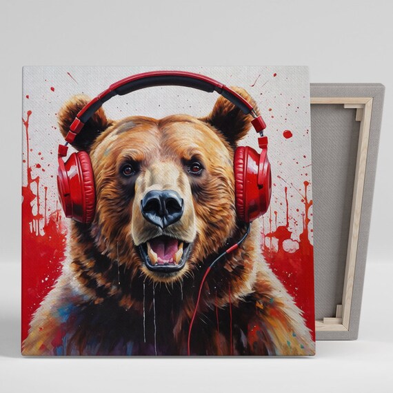 Beats And Bear Pop Art Poster, Modern Room Decor