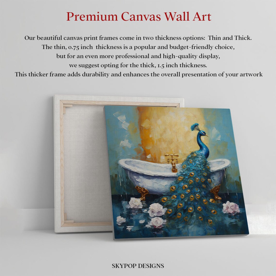 Peacock in Bathtub, Exotic Bathroom Wall Art Print - Image 3
