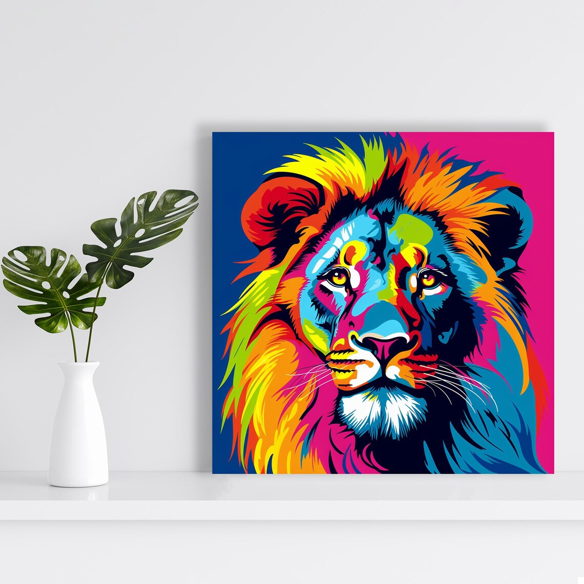 Rainbow Lion Pop Art Poster, Eclectic Wall Decor - Image 2