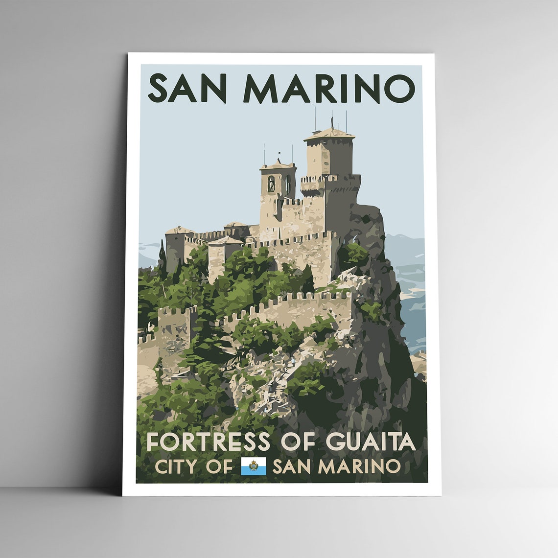 San Marino Vintage Style Travel Poster 8x10 12x18 18x24 24x36 4x6 Postcard Fortress Of Guaita Art Print