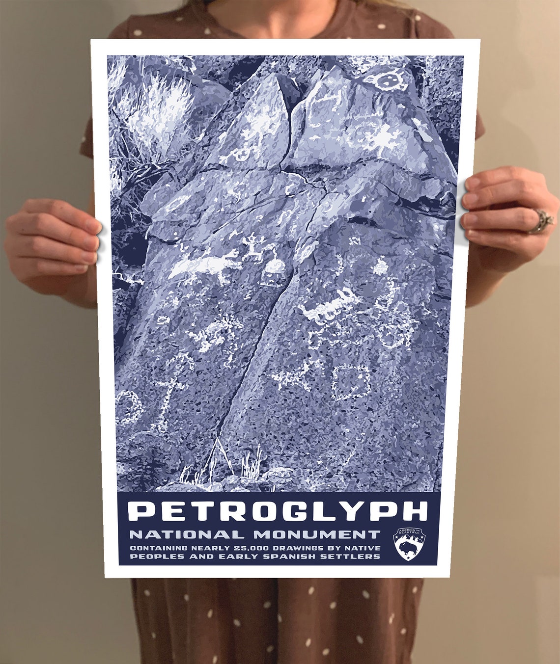 Petroglyph National Monument Ancient Rock Art Vintage Travel Poster - Image 2