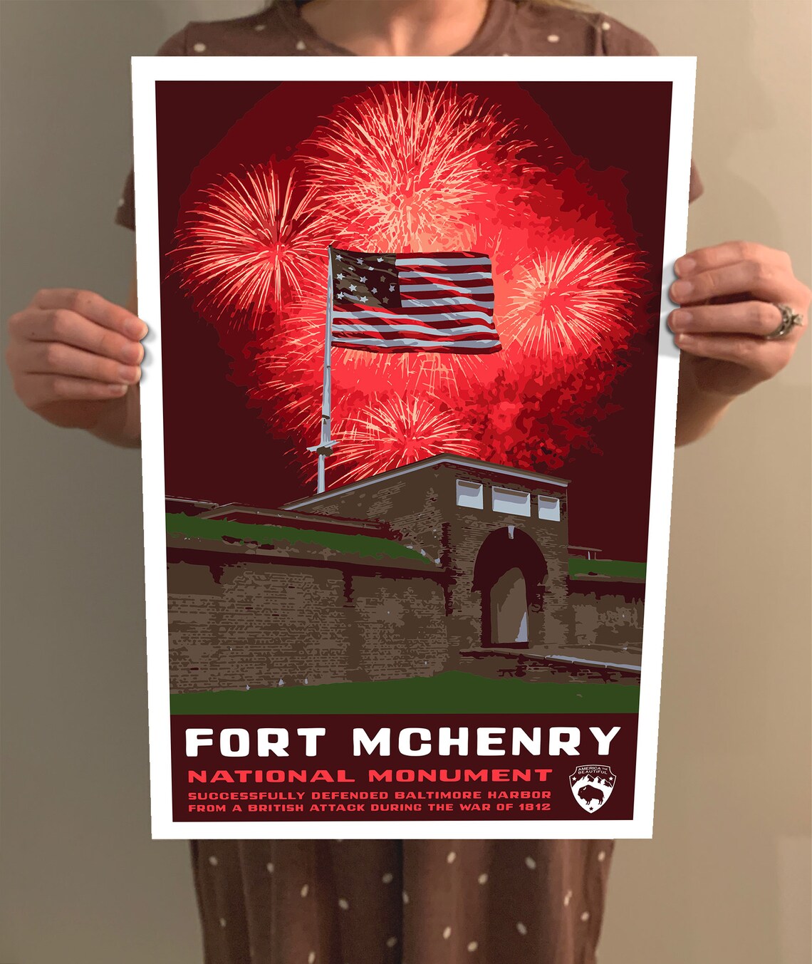 Fort McHenry WPA-Style Vintage Travel Poster - Image 2