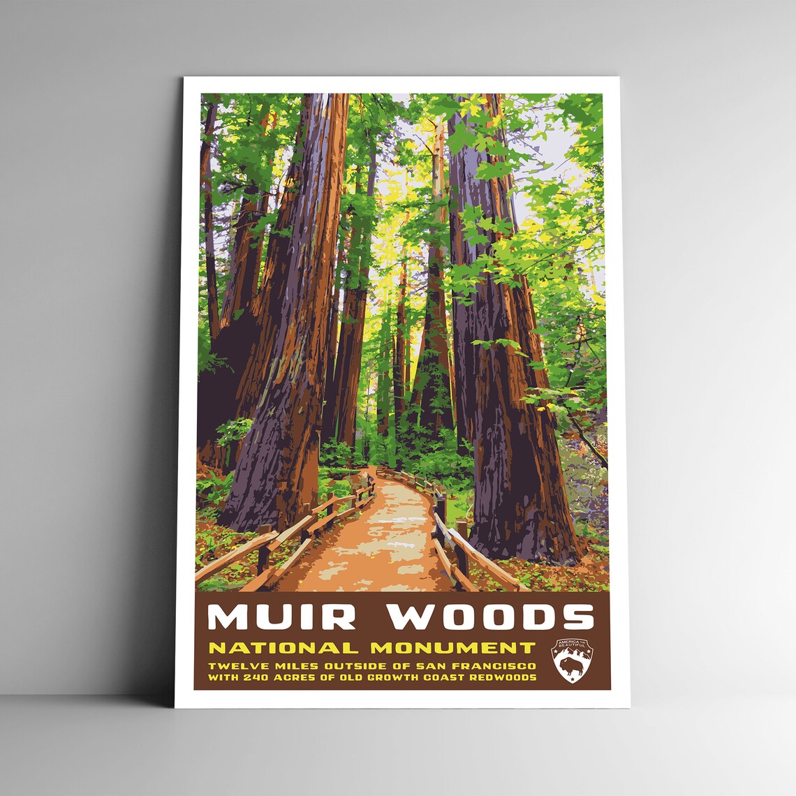 Muir Woods National Monument WPA Style Vintage Travel Poster