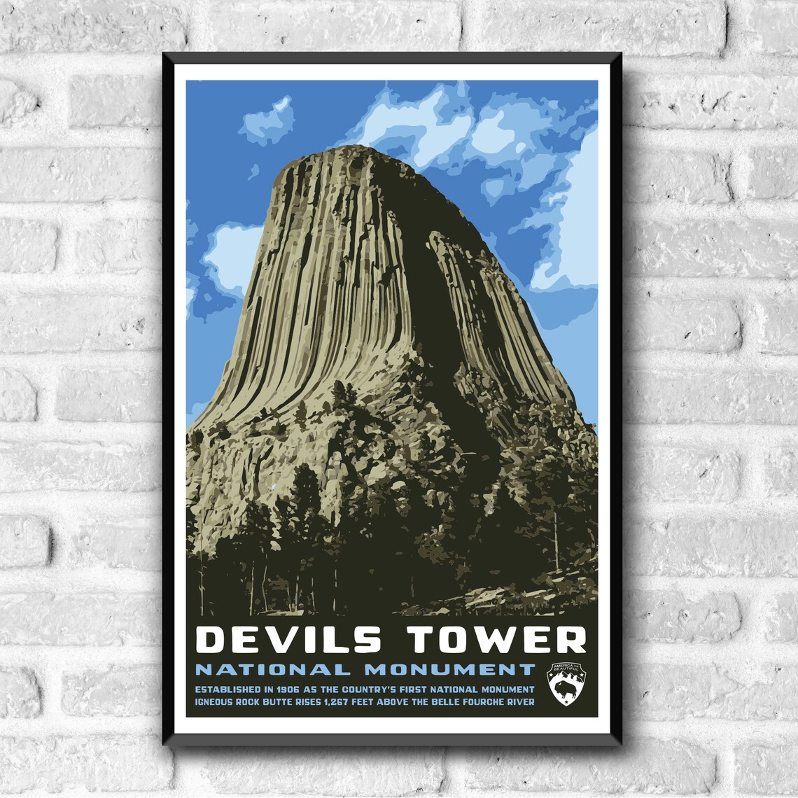 Devils Tower Vintage Style Travel Poster - Image 3