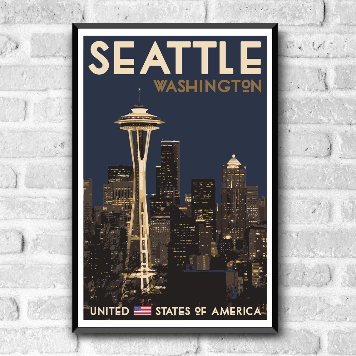 Seattle Vintage Style Travel Poster, Washington - Image 3