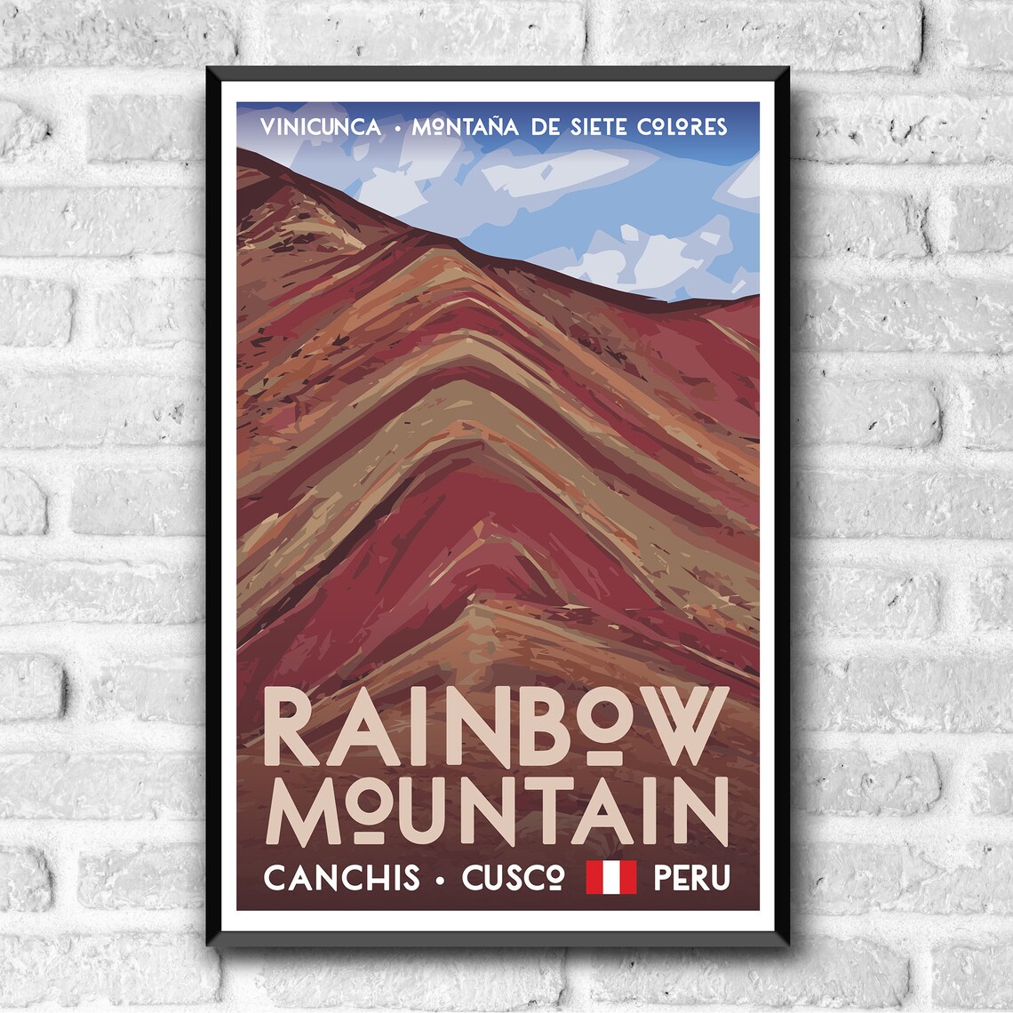Rainbow Mountain Vintage Style Travel Poster - Image 3