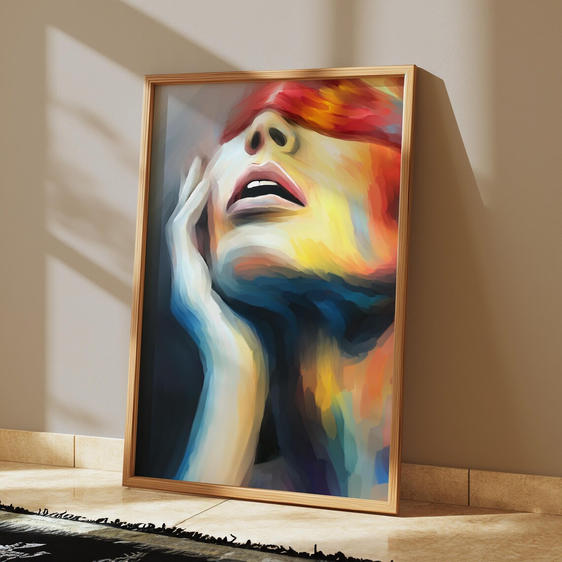 Bold Abstract Woman Art Print Colorful Wall Expressive Female Portrait Modern Home Decor Trendy Poster