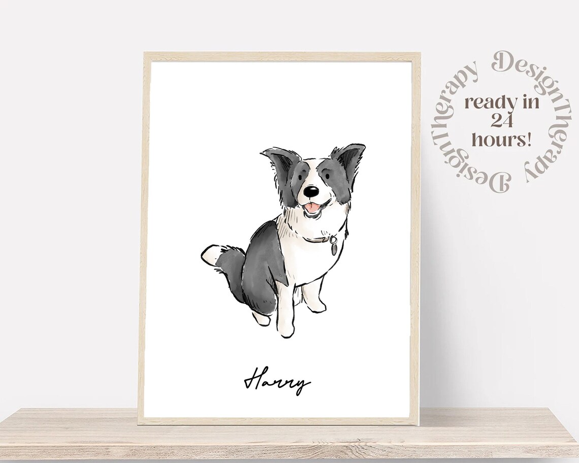 Minimal Pet Watercolor Pet Portrait Memorial Art Print