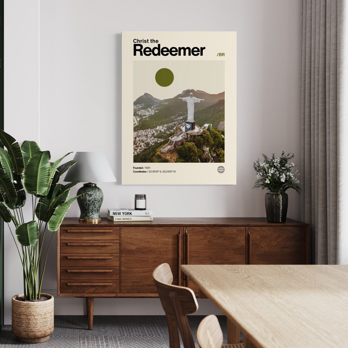 Christ the Redeemer Rio Minimalist Mid Century Modern Statue Poster - Image 2