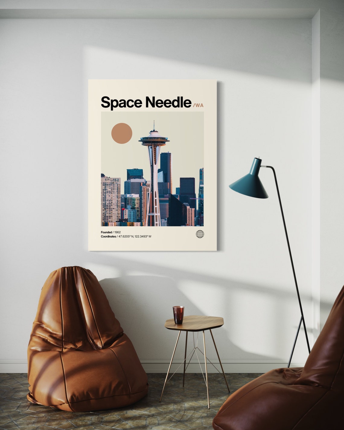 Space Needle Seattle Washington Skyline Travel Art Print Minimalist - Image 2