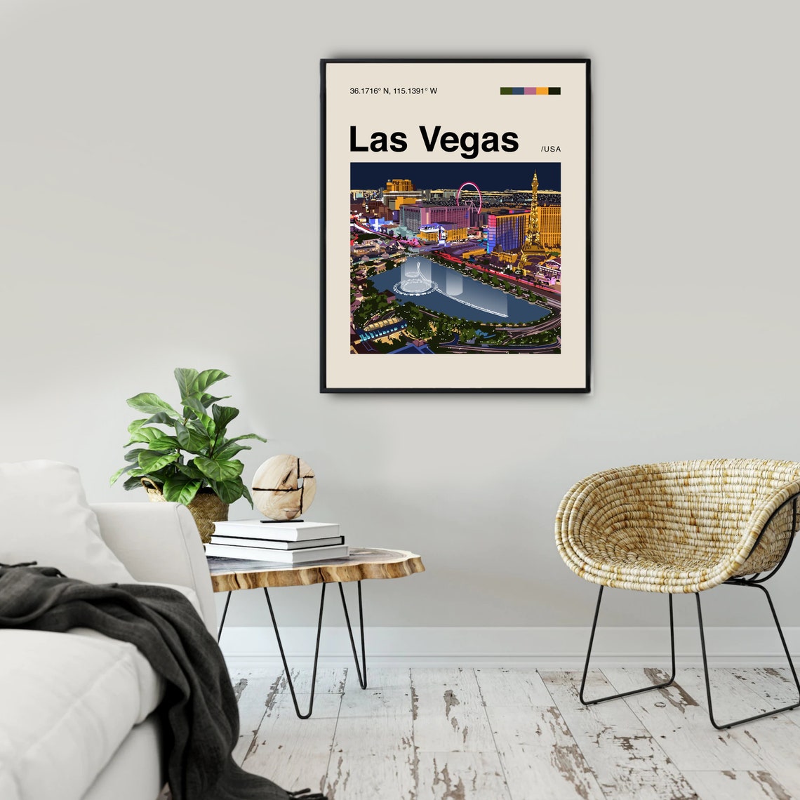 Las Vegas Poster Las Vegas Wall Art Minimalist Helvetica Mid Century Modern Las Vegas Print Vegas Poster Vegas Night Poster Vegas - Image 2