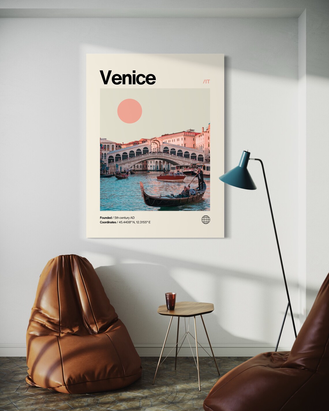 Venice Italy Rialto Bridge Gondola Canal Mid Century Travel Poster - Image 3