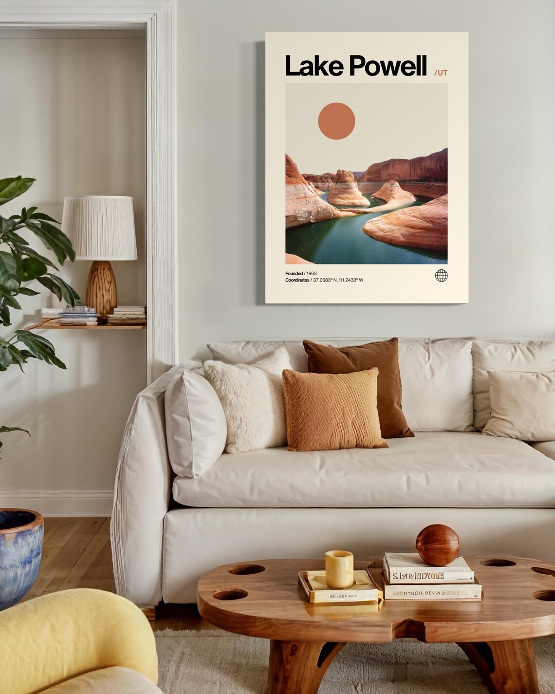 Lake Powell Utah Red Rock Canyon Water Helvetica Travel Poster - Image 2