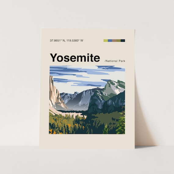 Yosemite National Park California Granite Valley Minimalist Travel Poster