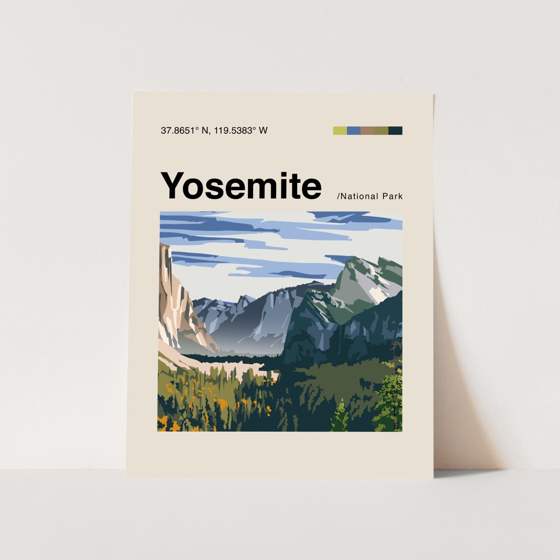 Yosemite National Park California Granite Valley Minimalist Travel Poster