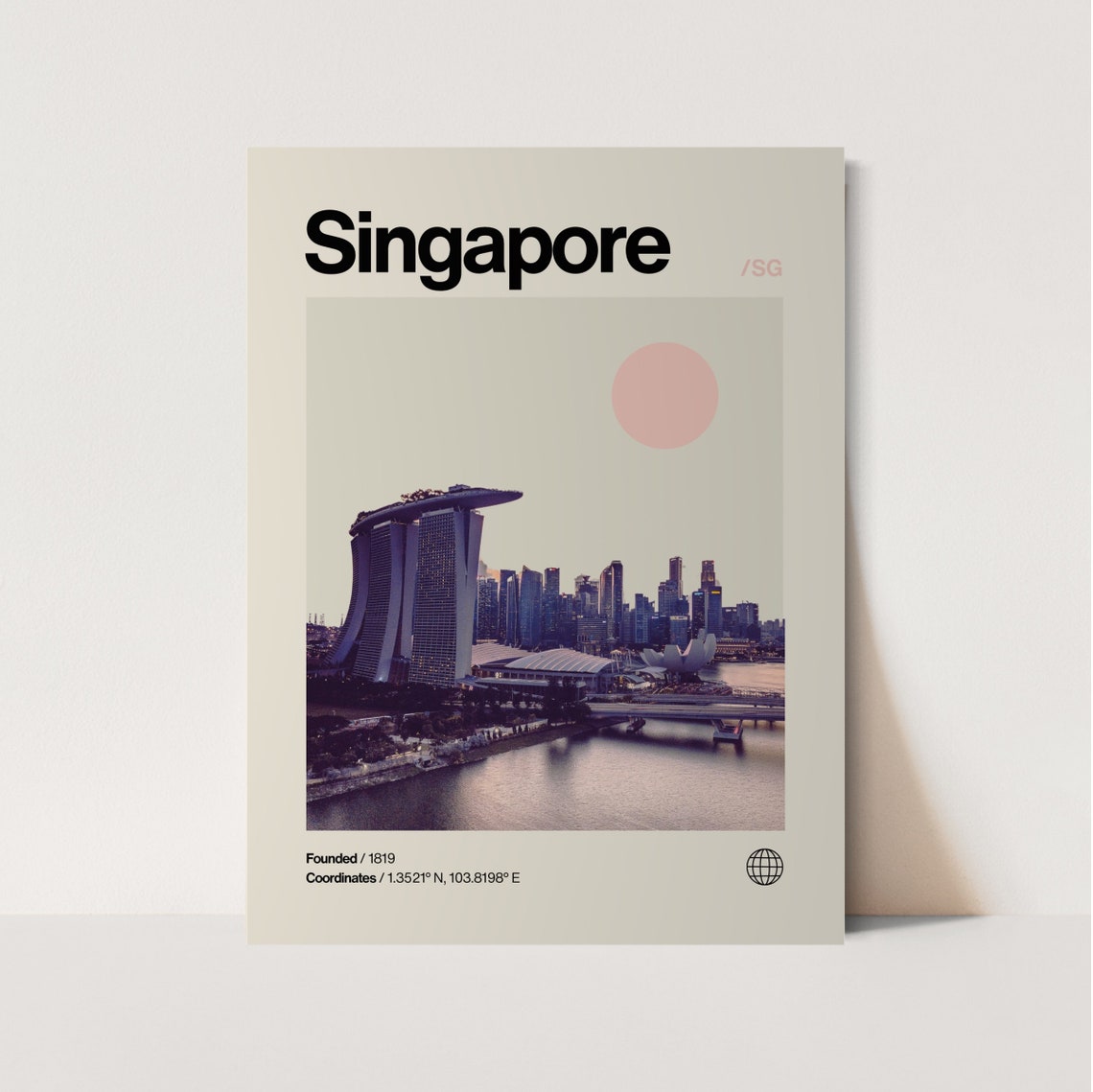 Singapore Poster Minimalist Helvetica Mid Century Modern Singapore Travel Print Singapore Wall Art Singapore Art House Art