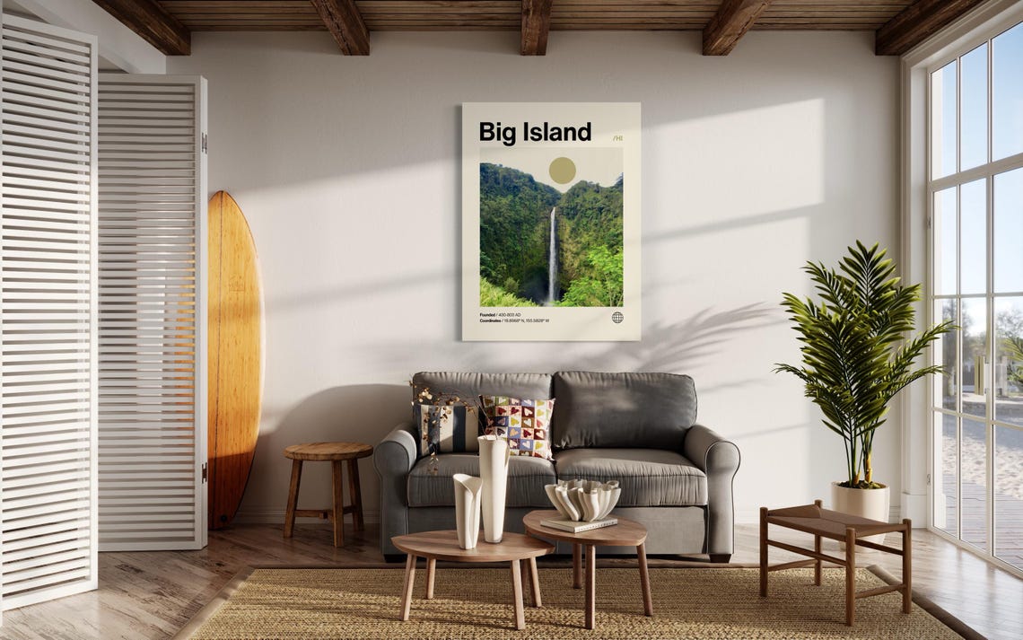 Big Island Poster Minimalist Helvetica Mid Century Modern Big Island Travel Print Big Island Wall Art Big Island Hawaii Print Hawaii - Image 3