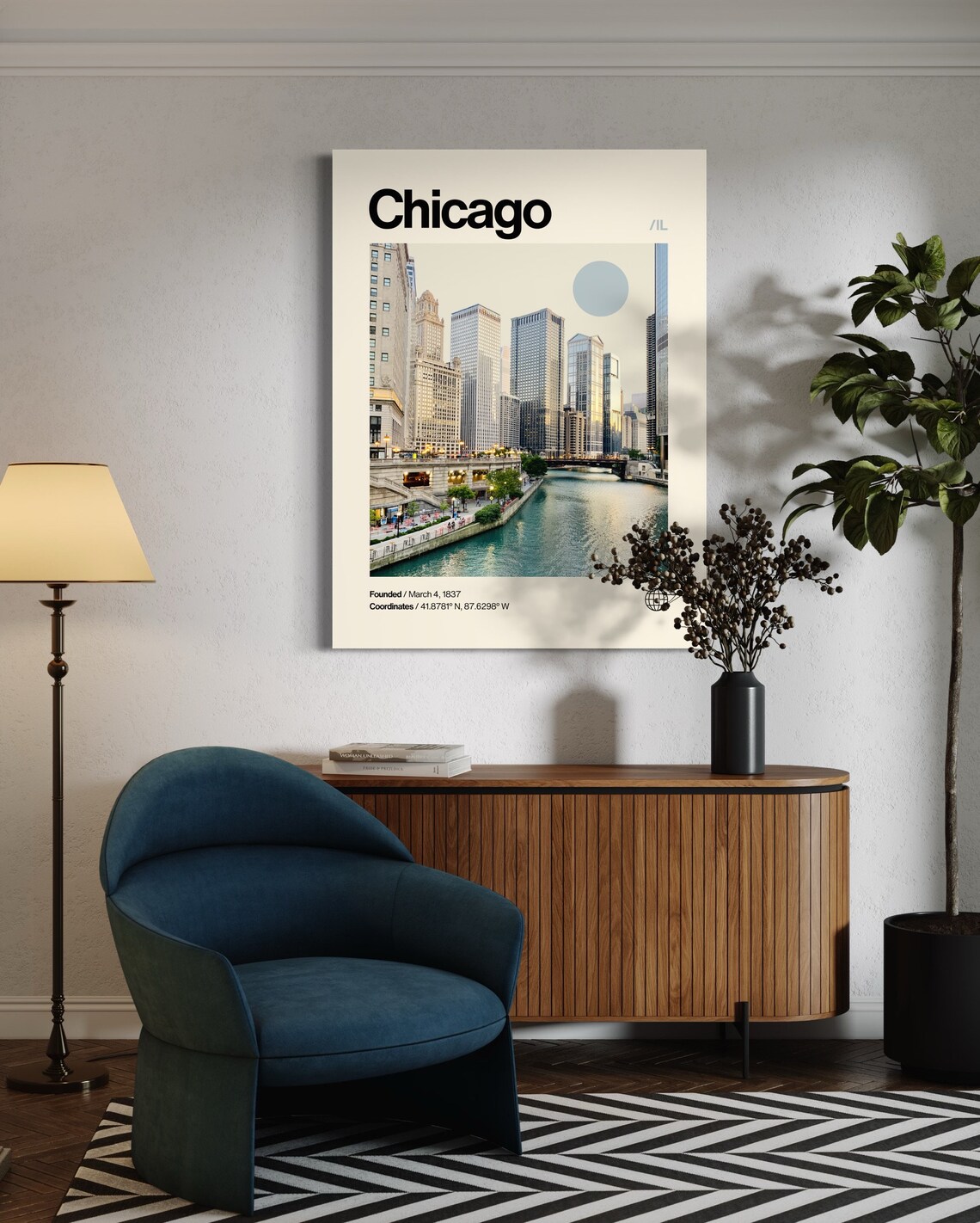 Chicago Minimalist Mid Century Modern Travel Poster - Image 3