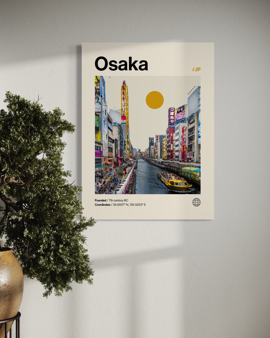 Osaka Poster Minimalist Helvetica Mid Century Modern Osaka Travel Print Osaka Wall Art Osaka Japan Art House Art Osaka Japan Poster - Image 3