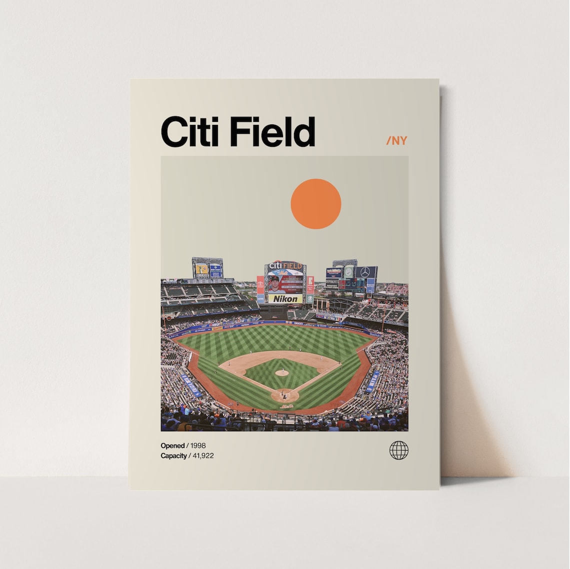 Citi Field Minimalist Mid-Century Baseball Art Print