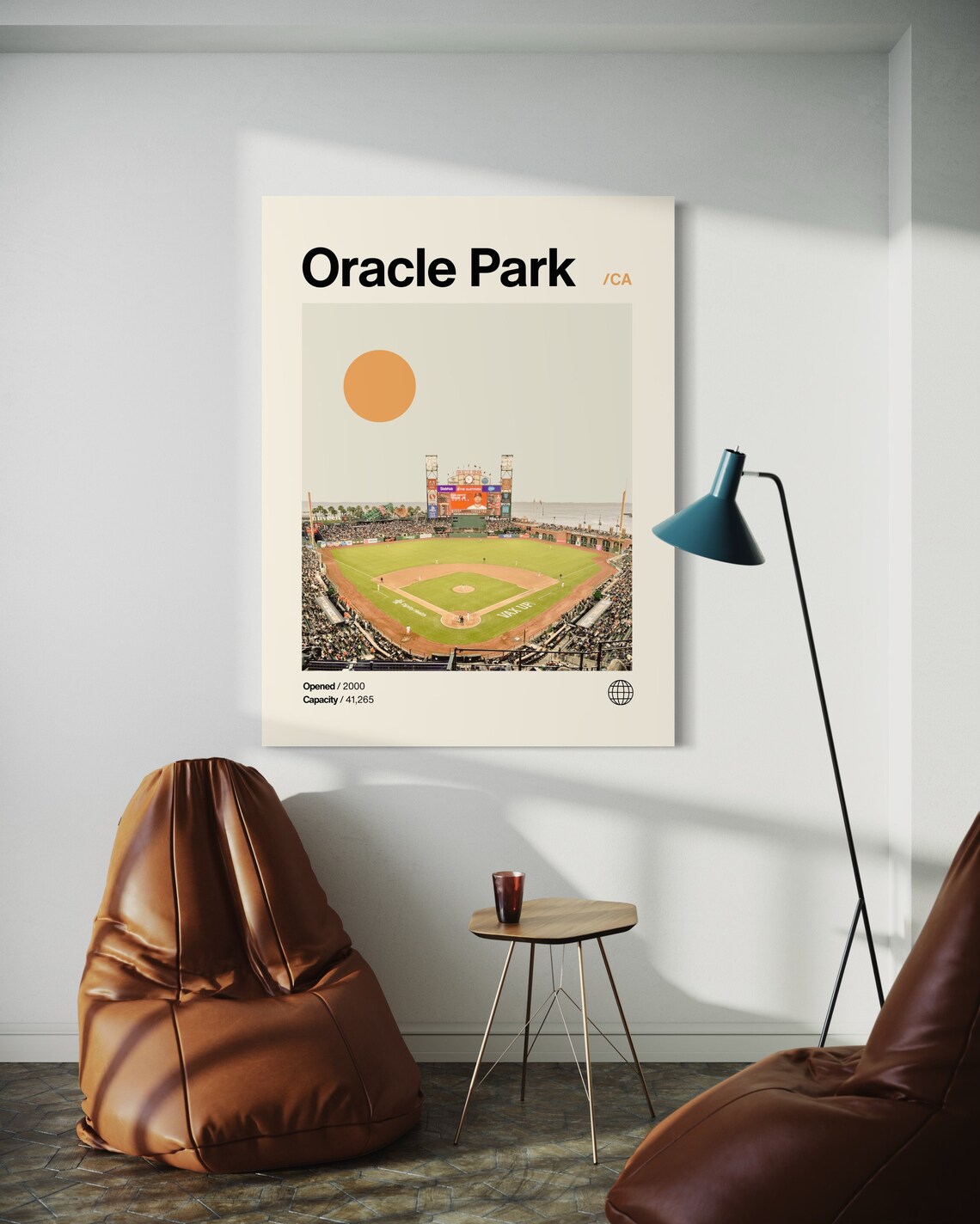 Oracle Park Poster, Minimalist Mid-Century Baseball Art - Image 3