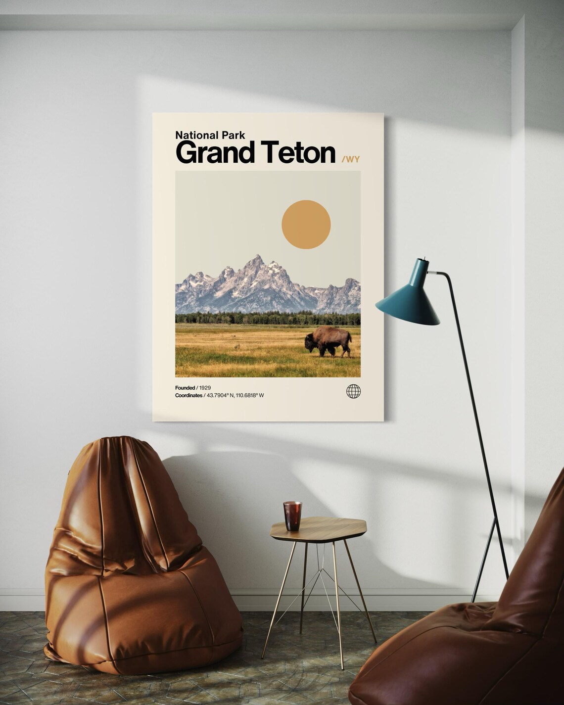 Grand Teton National Park Wyoming Wildlife Bison Photo Travel Poster - Image 3