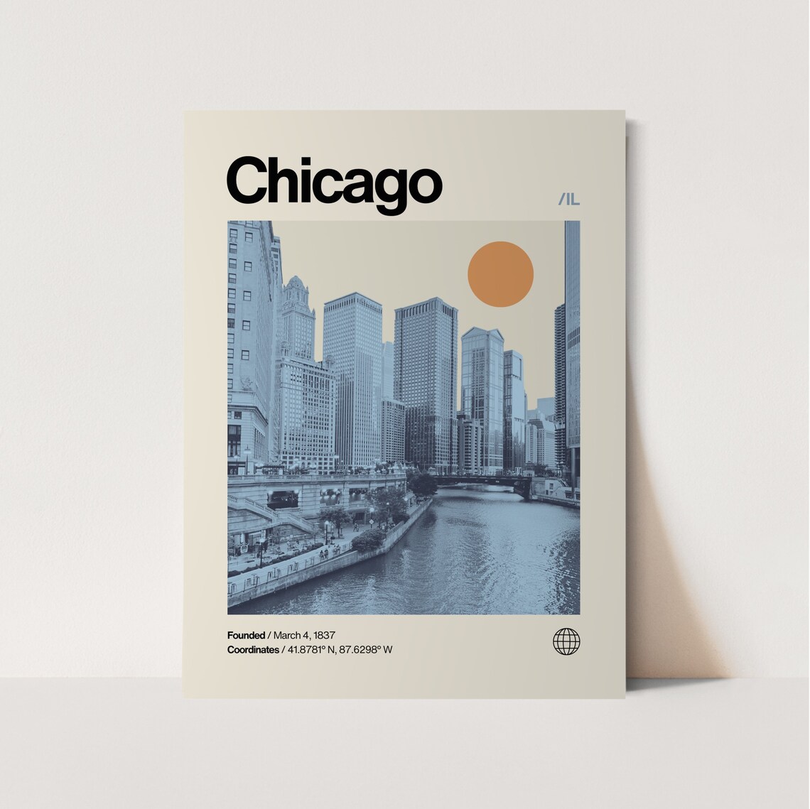 Chicago Minimalist Mid-Century Travel Poster Print