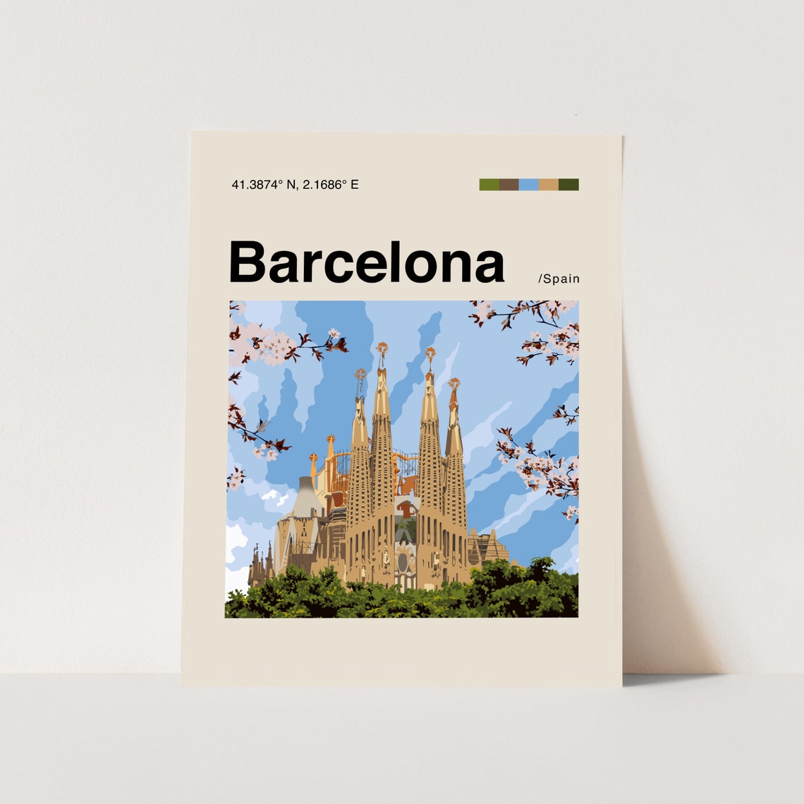 Barcelona Poster Minimalist Helvetica Mid Century Modern Barcelona Travel Print Barcelona Wall Art Barcelona Spain Art House Art