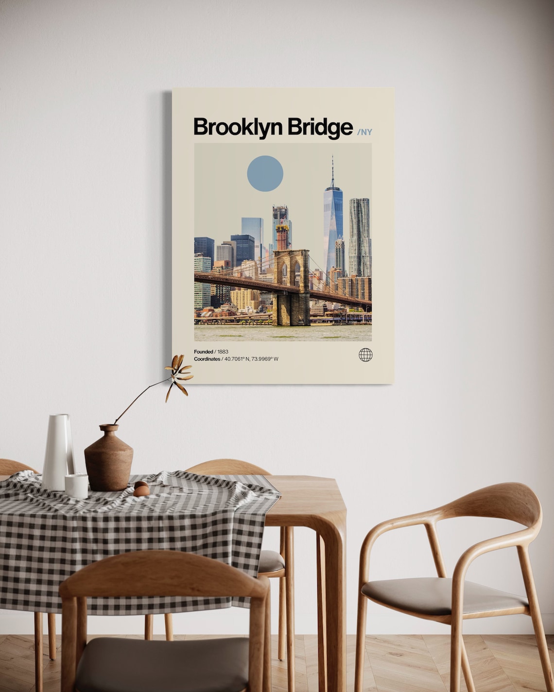 Brooklyn Bridge New York City Skyline Helvetica Travel Poster - Image 3