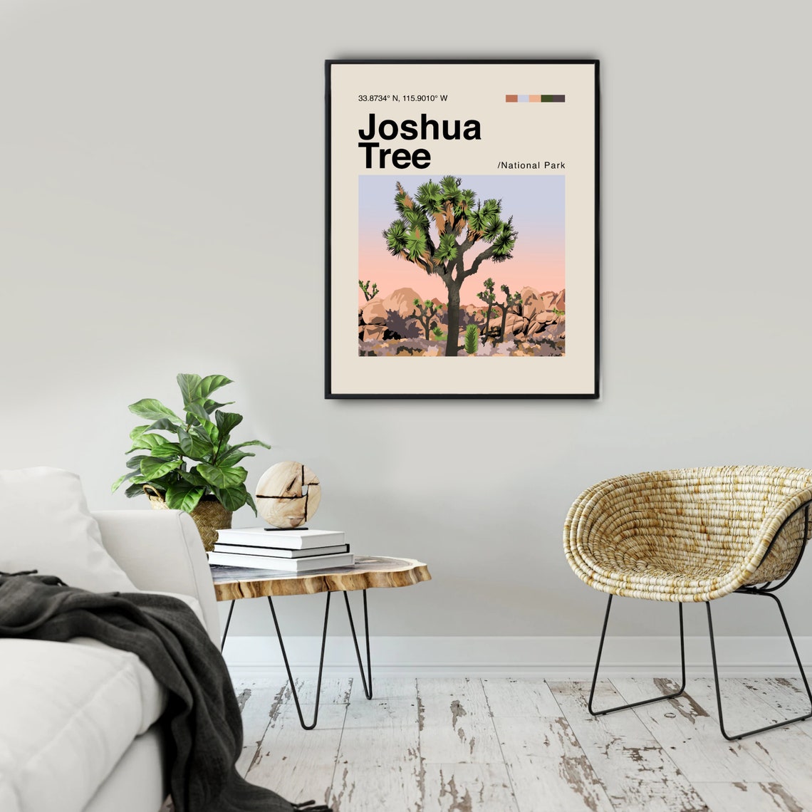 Joshua Tree National Park Desert Sunset Illustrated Travel Poster - Image 2