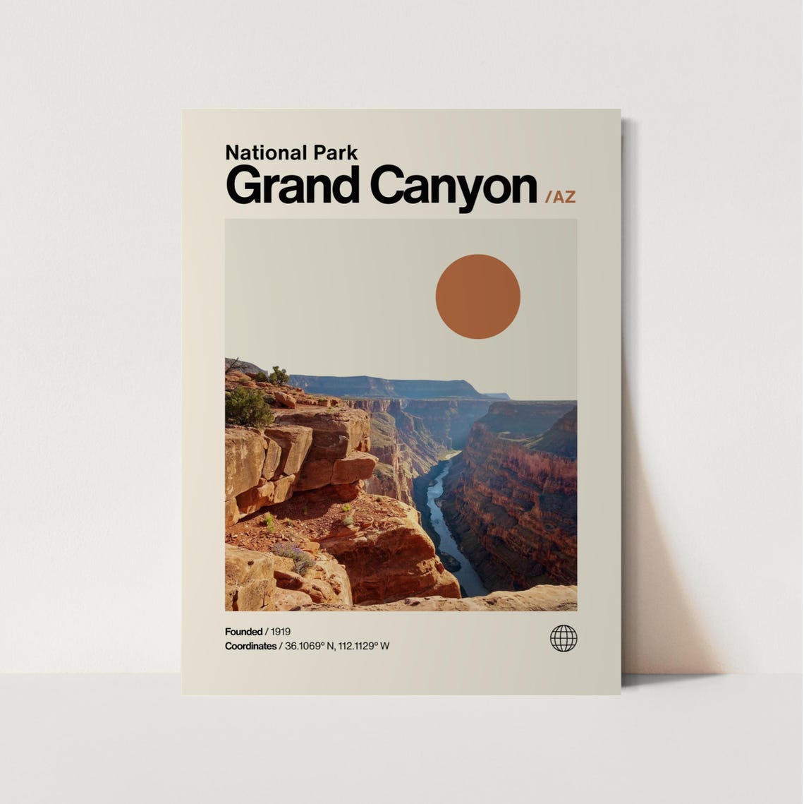 Grand Canyon Poster Minimalist Helvetica Mid Century Modern Grand Canyon Travel Print Grand Canyon Wall Art Grand Canyon Arizona