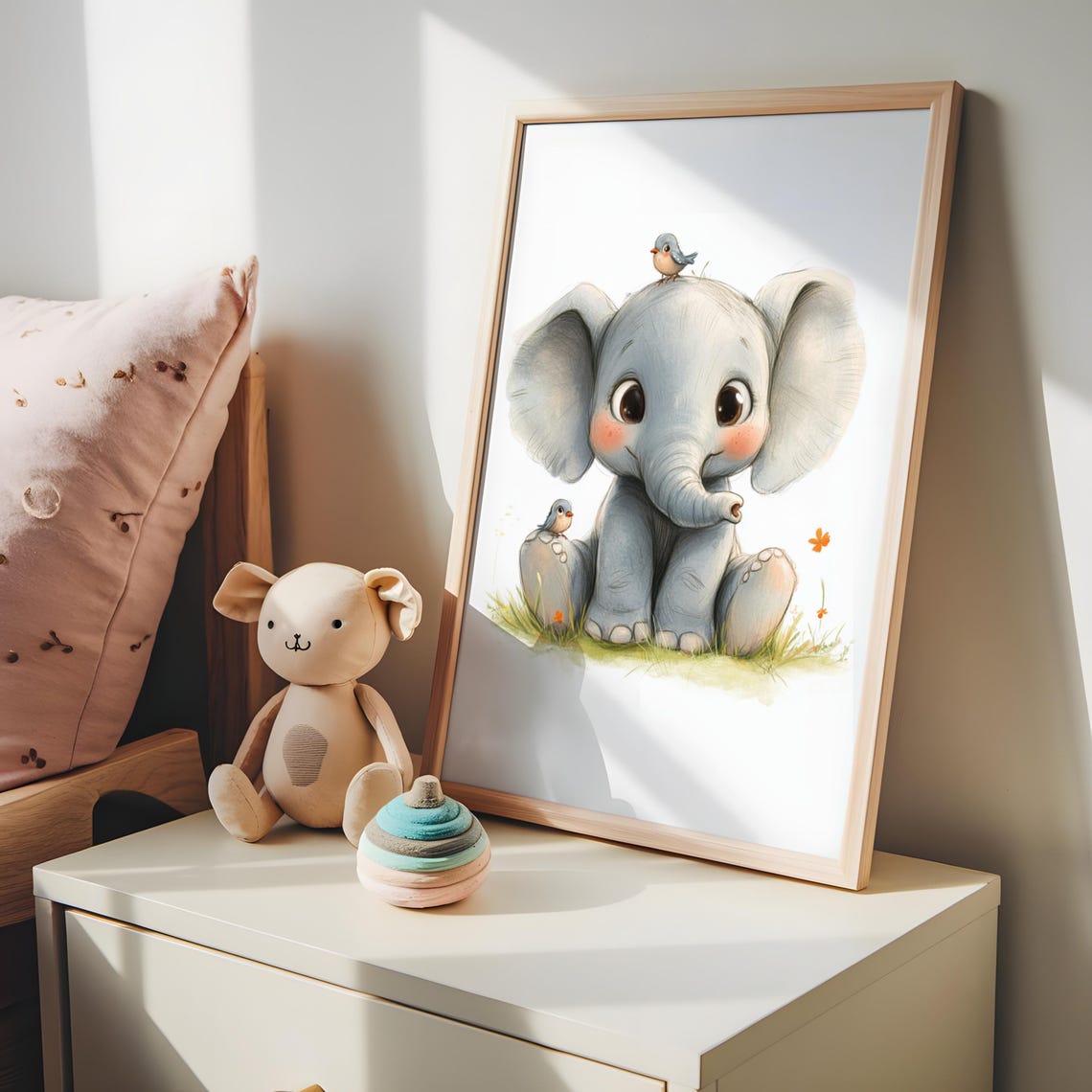 Baby Elephant Nursery Art Print